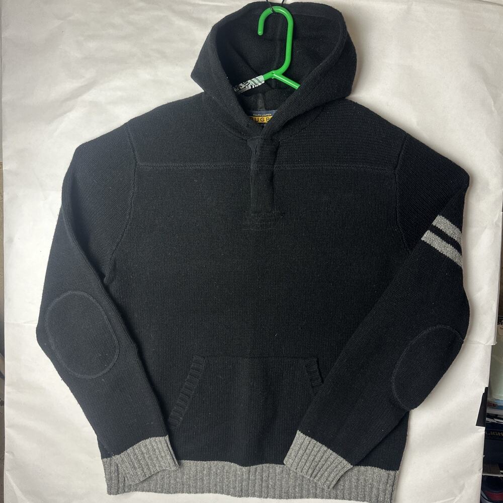 Polo Ralph Lauren Rugby Long Sleeve Sweater Hoodie Men’s Black Size: XL